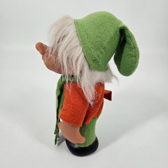 Vintage 1989 Dam Large Boy Troll with Felt Clothes & Hat White Hair Denmark 10" - Picture 4 of 12